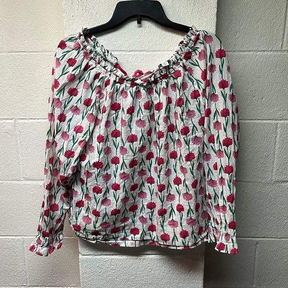 J. Crew Tops - J. Crew Pink and Green Floral Blouse